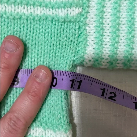 Vintage Green and White Striped Knit Baby Outfit - Picture 7 of 12